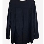 BLANK NYC Linen Blend V-Neck Long Sleeve Tunic Top M Assymetric Black Grunge Y2K Photo 10
