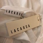 Lacausa  Vintage Henley Womens Top Cotton Long Sleeve White Size L Photo 5