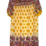 Anthropologie Bohemian Yellow and Pink Midi Dress L Photo 3