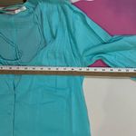Athleta Turquoise Blue Sheer Lightweight Long Sleeve Swim Cover Women's M Photo 9