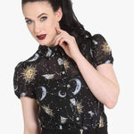 Hell Bunny  Solaris Sun & Moon 70's Black Blouse Size: S Photo 0