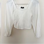Able White Smocked Long Balloon Sleeves Crop Top Size Small Square Neck Photo 2