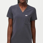 FIGS Women's Catarina One Pocket Scrub Top in Charcoal, Size Medium Photo 0