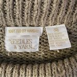 Needles & Yarn Crochet Flower Hand Knit Sage Green Tan Sweater Size Medium Photo 3