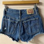 Levi's  501 Dark Medium Wash Blue Distressed Denim Cut-Off Shorts EUC Size 25 Photo 10