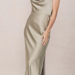 Revelry Nadia Satin Bridesmaid Dress Green Size 10 Photo 0