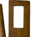 Handmade Rectangular Wooden Dangle Earrings With Cutout Design u Brown Photo 4