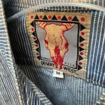 Desert West Vintage Western Button Up Shirt Medium Boot Pinstripe Made In USA Blue Photo 3