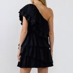 Endless Rose  One Shoulder Ruffle Mini Dress Black Tiered Sz Large Party Cocktail Photo 4
