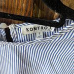 Kontrol Blue Striped Women's Top with Floral Embroidery Photo 2