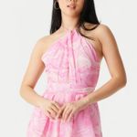 Charlotte Russe Chiffon Marble Print Cut-Out Self-Tie Halter Neck Romper Photo 0