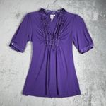 HeartSoul Shirt Juniors Large Purple Babydoll Satin Ruffle Vintage 2000s Y2K Purple Size undefined Photo 1
