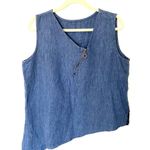 VTG IC Collection Lagenlook Asymmetrical Linen Chambray Zip Shirt Skirt Set XL Blue Photo 10