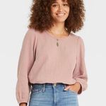 Universal Threads Target Blush Pink Mauve Balloon 3/4 Sleeve Blouse, XS Photo 0