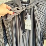 ZARA NWT Puff Sleeve Pussycat Bow Pleated Tie Neck Mini Dress Black Women's S Photo 8