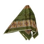 Satin Hand Printed Scarf Green Photo 0