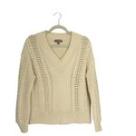 J.Crew  Aran Sweater Cable Knit V-Neck Pullover Cream XS tennis prep Scandi Chic Photo 1