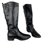 Arturo Chiang Women's Sz 8 Elsie Black Leather Riding Boots Moto Boho Tall Photo 2