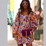 ZARA NWT  Camilla Puff Sleeve Mini Dress Size Medium Yellow Floral Long‎ Sleeve Photo 3