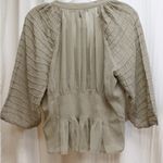 French Connection NWT Warm Gray Sheer 1/2 Sleeve Ruched Sleeve & Pleated Blouse Photo 1