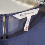 BCBGeneration  Sheer Oversized Blouse Women's Small Navy‎ Blue Ruffle 3/4 Sleeves Photo 2