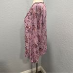 Lucky Brand  Size S Pink Boho Floral Blouse Top Relaxed Babydoll Comfy Boho Chic Photo 3