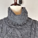 Inis Crafts Chunky Cable Knit Turtleneck Sweater Size S Heather Gray Merino Wool Photo 1
