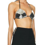 RTA Bralette Top in Mirror Medium New Womens Metallic Cropped Bra Silver Photo 0