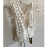 DO+BE  Women's Crepe Tie Neck Halter w/ Button Accents Cream - Medium NWOT Photo 4
