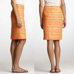J.Crew Delfine Woven Weave Striped Straight Pencil Knee Skirt Slit 12 Tan Pink Photo 10