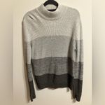EXPRESS Colorblock Mockneck rib knit sweater long sleeve 100% cotton Grey Sz S Photo 1
