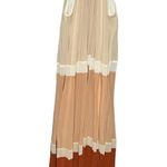 Lulus Lulu’s Totally Tranquil Beige Color-Block Maxi Dress Chiffon Pleated Halter Tie Photo 4