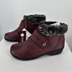 Wanderlust Perth Womens Faux Leather Faux Fur Lined Ankle Boots size 8 Burgundy Red Photo 4