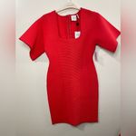 Herve Leger NWT  Paris Contour Corset Ribbed Knit Mini Body-con Dress in Red Sz M Photo 4