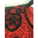 Stenay Womens Small Red Silk Black Beaded Bolero Jacket Holiday Event Glam Photo 2