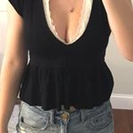 Forever 21 Black Top With Peplum Low Cut Photo 0