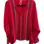 Johnny Was  Red Embroidered Boho Blouse Women’s Small Photo 0