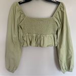 LA Hearts  Green Cotton Smocked Ruffle Long Sleeve‎ Babydoll Crop Top Small Photo 11