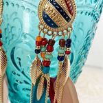 Long Bohemian Feather Chain Earrings Gold Photo 4