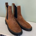 STAUD  Dutch Chelsea Boots Brown Suede with White Stitching Photo 4