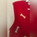 Lisa International Red Boiled Wool Dog Themed Zip Up Vest L READ description Size L Photo 3
