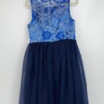 ROAMAN'S MULTI BLUE FLORAL BODICE DRESS 12W Size 12 Photo 7
