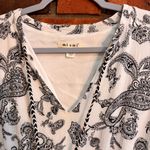 Miami womens paisley vneck tassels boho mini dress black white S Photo 2