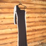 XScape "DORTHEY" LONG CAVIAR BEADED JERSEY KNIT ONE SHOULDER LONG SLEEVE DRESS Photo 6