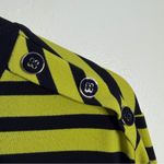 Susan Graver Green & Black Stripe Tunic 2X Shoulder Button Detail long Sleeves Photo 2