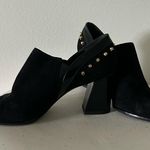 Stuart Weitzman Black Studded Suede Bootie Chunky Heel Pointed Toe Size 7 Photo 2