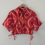 ZARA Women's Printed Cropped Blouse 70s-style Retro in red and orange Size M Photo 8