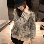 Anthropologie Cream PAISLEY CHAIN KNIT WOOL OVERSIZED CARDIGAN Photo 1