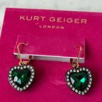 Kurt Geiger NWOT Green and Gold Heart Earrings Photo 0