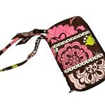 Vera Bradley Brown & Pink Wallet Wristlet Lola Pattern Cardholder Phone Holder! Photo 0